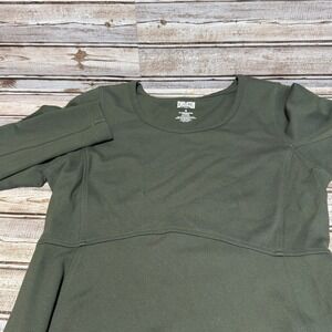 Duluth Trading Co Ponte Dress Womens Small Green Long Sleeve Pockets‎ Scoop Neck